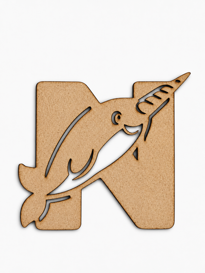 Fox Letter F MDF Wooden Cutout | Animal Alphabet F Craft Blank for Kids, Painting & Décor