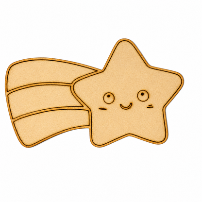 Star MDF Cutout Blank | Wooden Shooting Star Shape for DIY Crafts, Painting & Nursery Décor
