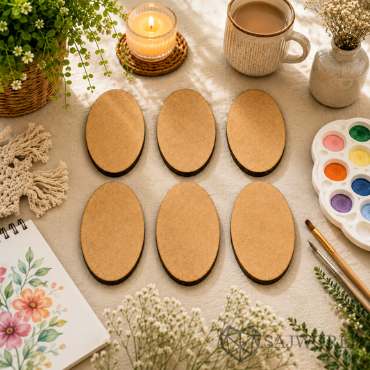 Oval MDF Wooden Cutout Base for DIY Painting, Resin Art, Name Board, Wall Decor