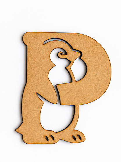Fox Letter F MDF Wooden Cutout | Animal Alphabet F Craft Blank for Kids, Painting & Décor