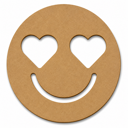 Heart Eyes Emoji MDF Craft Base | Laser Cut Wooden Emoji Cutout for DIY Painting