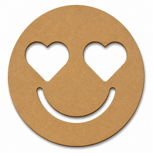 Heart Eyes Emoji MDF Craft Base | Laser Cut Wooden Emoji Cutout for DIY Painting