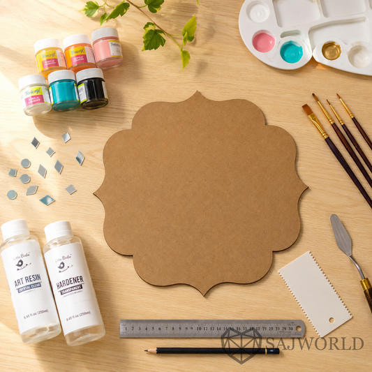 Decorative Square MDF Wooden Cutout Base for DIY Painting, Resin Art & Wall hanging
