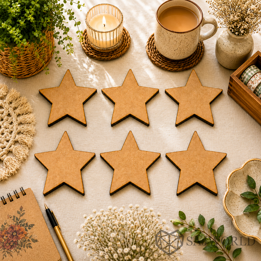 Star MDF Wooden Cutout Base for DIY Painting, Resin Art, Fridge magnet, Wall decor