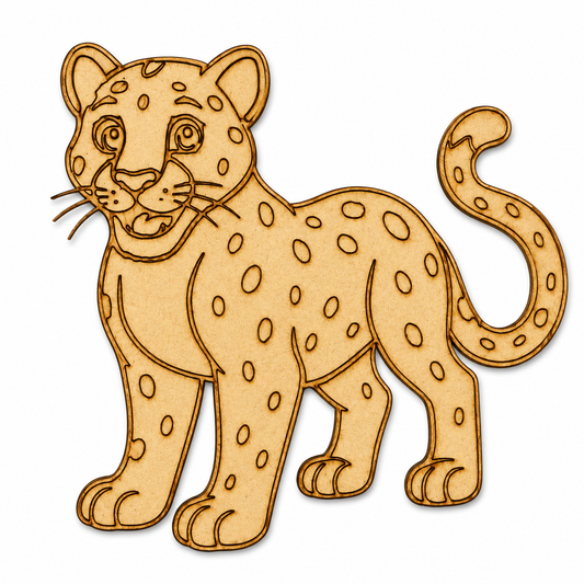 Leopard MDF Wooden Cutout | Laser Cut Wild Animal Shape for Painting, DIY Crafts & Kids Decor