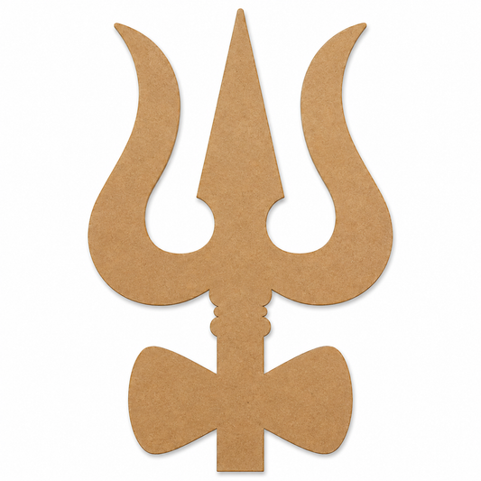 Trishul MDF wooden cutout for Shiv pooja, home temple décor, spiritual wall decoration, and DIY craft projects.