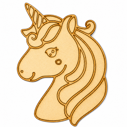 Unicorn Head MDF Cutout Blank | Wooden Unicorn Shape for DIY Crafts, Painting & Nursery Décor