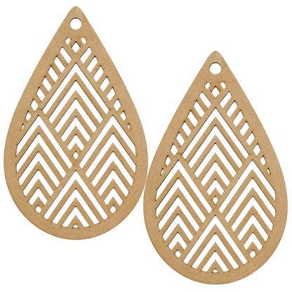 Teardrop Chevron Wooden Earring Blanks | Laser Cut MDF Earring Cutouts for DIY Jewelry Making