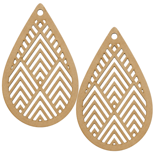 Teardrop Chevron Wooden Earring Blanks | Laser Cut MDF Earring Cutouts for DIY Jewelry Making