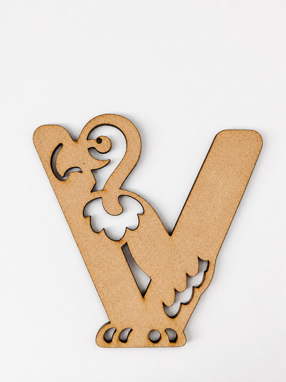Fox Letter F MDF Wooden Cutout | Animal Alphabet F Craft Blank for Kids, Painting & Décor