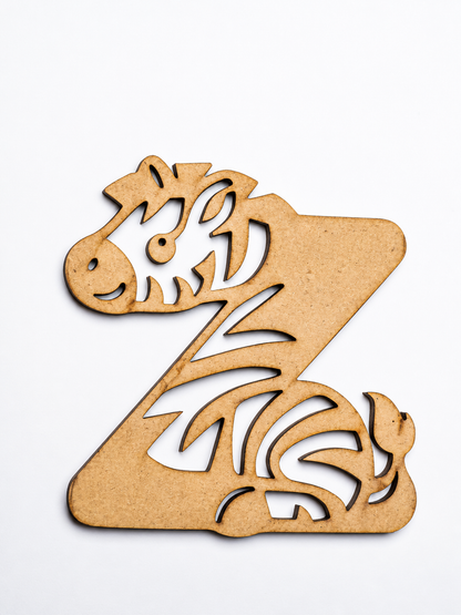 Fox Letter F MDF Wooden Cutout | Animal Alphabet F Craft Blank for Kids, Painting & Décor