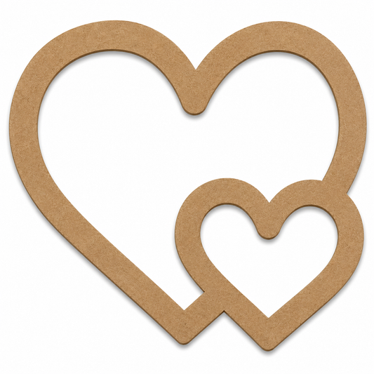 Double Heart Wooden MDF Cutout | Laser Cut Heart Craft Shape for DIY Wall Decor, Wedding & Valentine's Projects