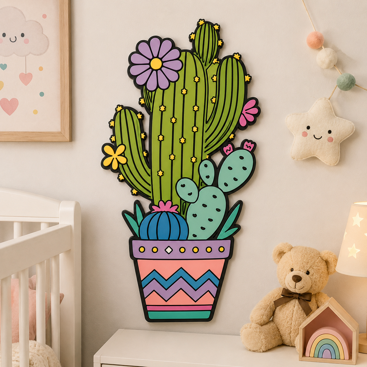 Potted Cactus MDF Wooden Cutout | Laser Cut Succulent Plant Shape for Painting, DIY Crafts & Home Decor