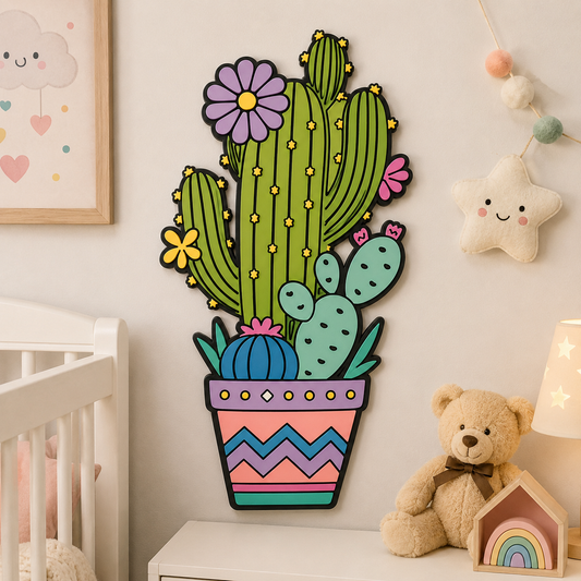 Potted Cactus MDF Wooden Cutout | Laser Cut Succulent Plant Shape for Painting, DIY Crafts & Home Decor