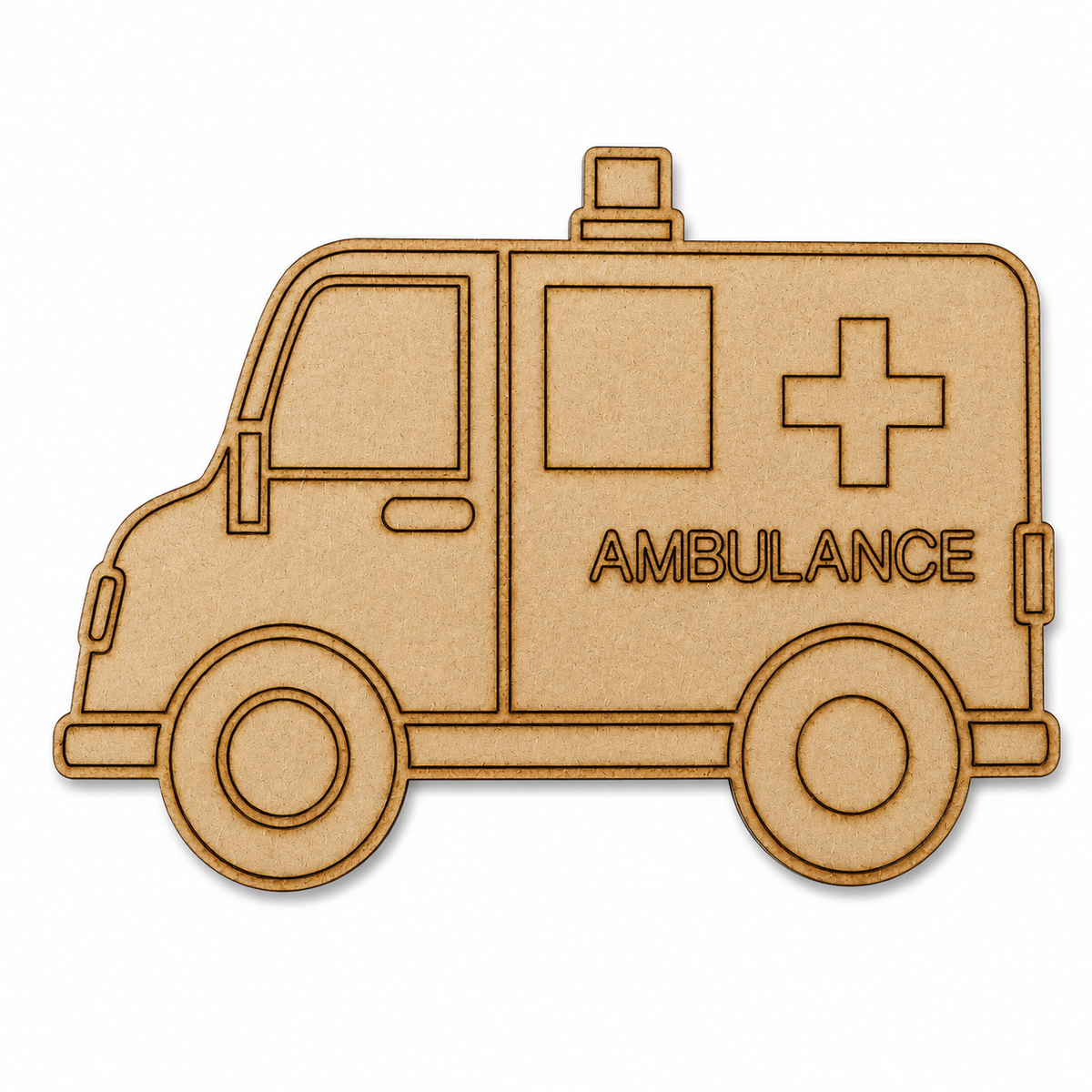 Ambulance MDF wooden cutout blank for painting, resin art, transportation-themed décor, classroom crafts and DIY art projects