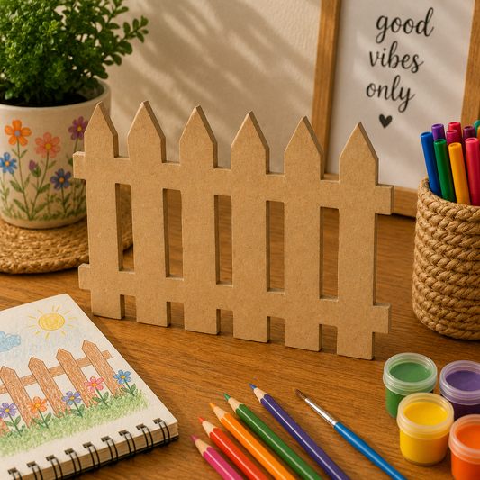 Wooden Fence MDF Cutout | Laser Cut Picket Fence Craft Shape for DIY Fairy Garden, Miniature & Home Decor