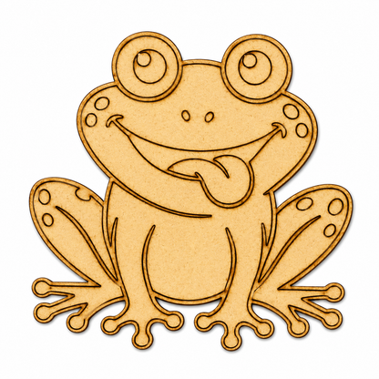 Cute Frog MDF Wooden Cutout | Laser Cut Frog Shape for Painting, DIY Crafts & Kids Decor