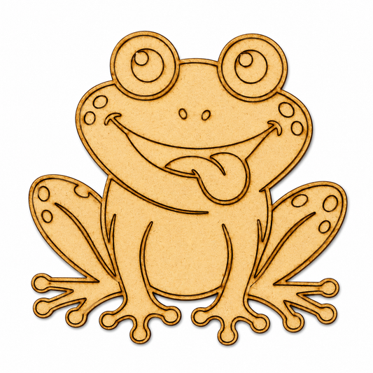 Cute Frog MDF Wooden Cutout | Laser Cut Frog Shape for Painting, DIY Crafts & Kids Decor