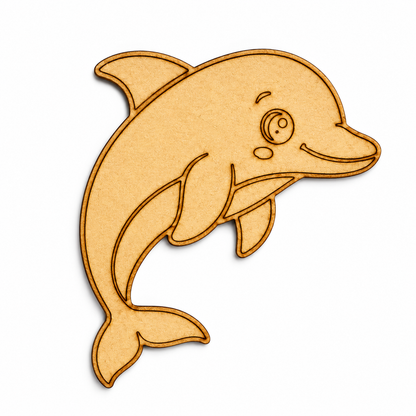 Cute Dolphin MDF Wooden Cutout | Laser Cut Dolphin Shape for Painting, DIY Crafts & Ocean Theme Decor
