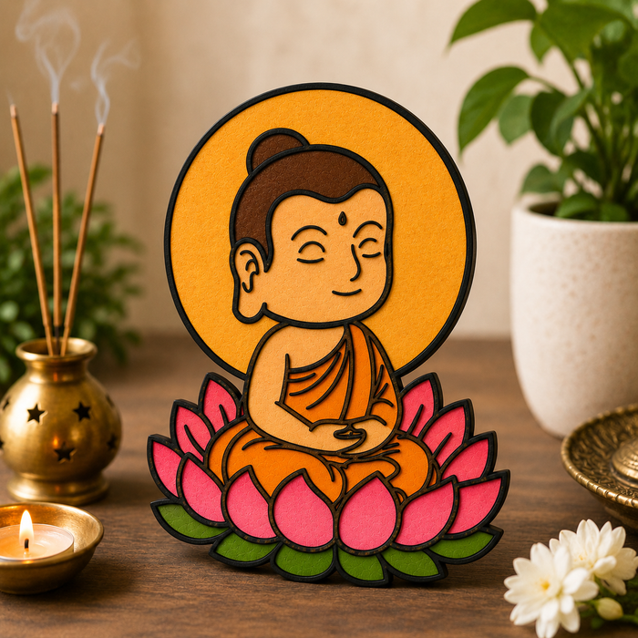 Baby Buddha MDF wooden cutout for Lippan art, resin art, mandala painting, meditation décor, and DIY wall decoration.