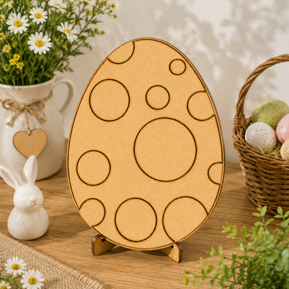 Decorative Easter Egg MDF Wooden Cutout | Unfinished Wooden Shape for Painting, Resin Art & DIY Crafts