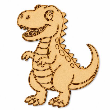 Cute T-Rex Dinosaur MDF Wooden Cutout | Laser Cut Dinosaur Shape for Painting, DIY Crafts & Kids Decor