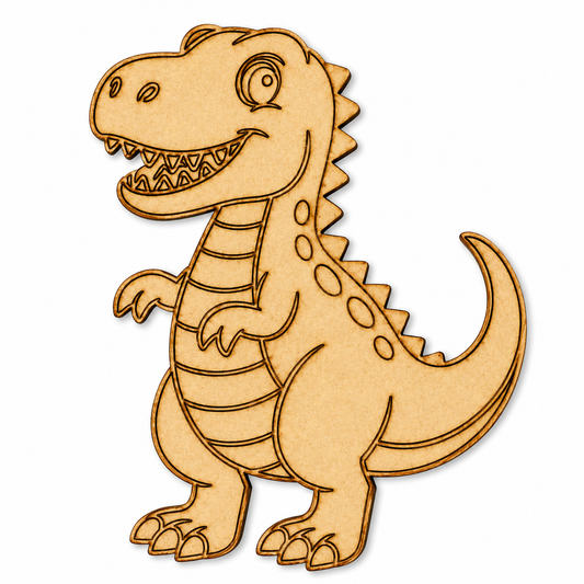 Cute T-Rex Dinosaur MDF Wooden Cutout | Laser Cut Dinosaur Shape for Painting, DIY Crafts & Kids Decor