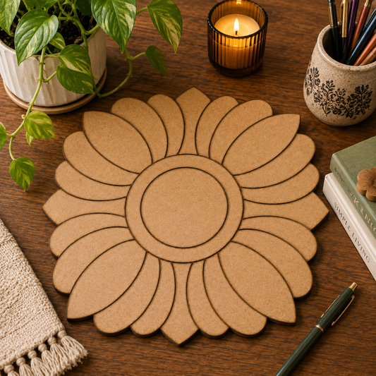 Sunflower MDF Wooden Cutout | Floral Wooden Craft Blank for Painting, DIY Decor & Lippan Art