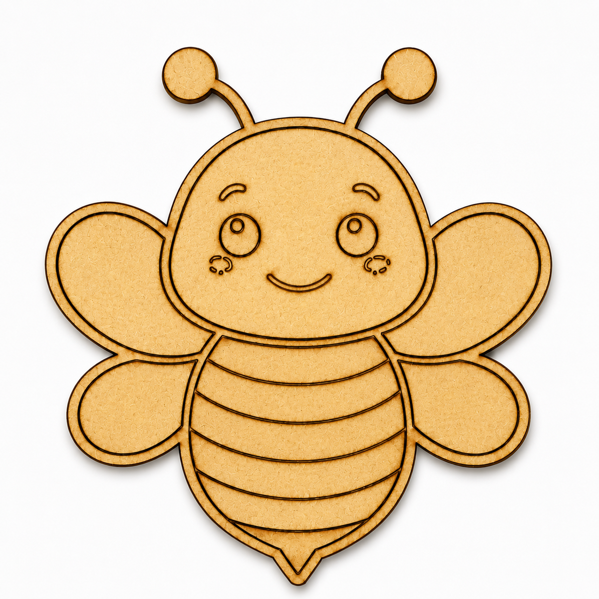 Laser-cut bee MDF wooden cutout for painting, resin art, DIY crafts, nursery décor and handmade projects