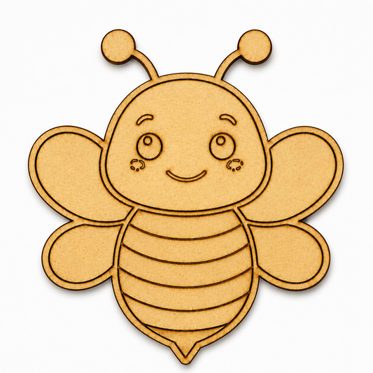 Laser-cut bee MDF wooden cutout for painting, resin art, DIY crafts, nursery décor and handmade projects