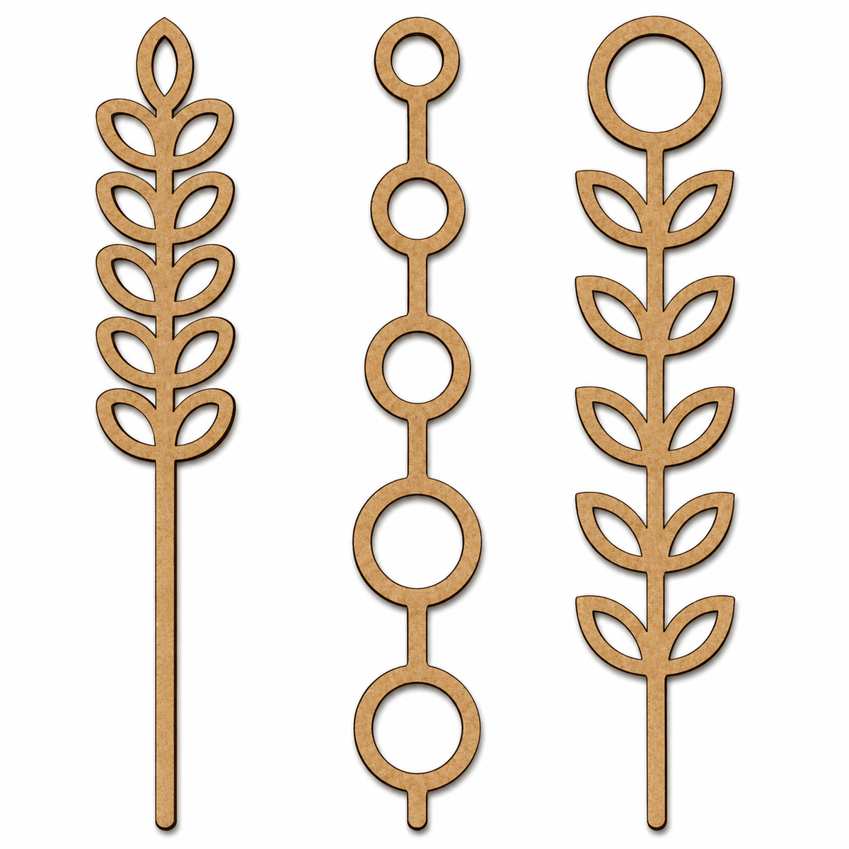 Decorative Floral Stem MDF Wooden Cutout Set | Laser Cut Botanical Leaf & Flower Stems for DIY Crafts and Home Decor