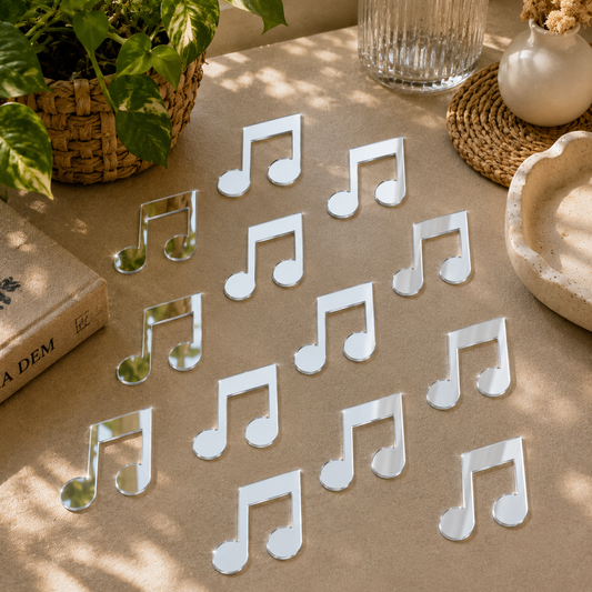 Silver Music Note Acrylic Mirror Cutout | Laser Cut Musical Note Mirror Shape for DIY Crafts, Lippan Art & Home Decor