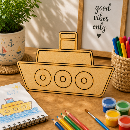 Boat MDF Wooden Cutout Blank | Wooden Boat Shape for DIY Crafts, Resin Art & Kids Decor