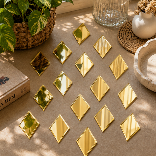 Golden Diamond Acrylic Mirror Cutout | Laser Cut Diamond Shape Mirror for DIY Wall Decor, Resin Art & Craft Projects