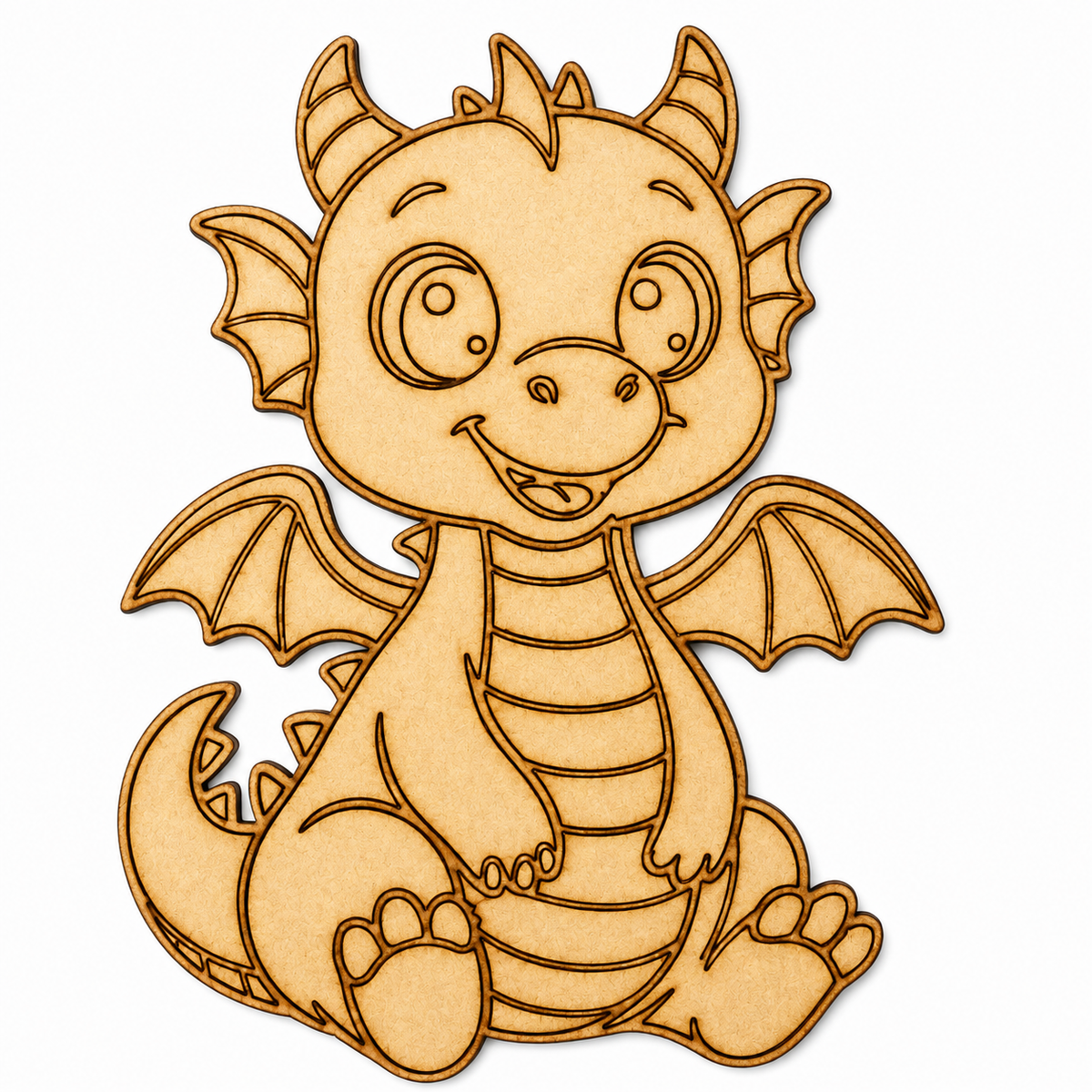 Cute Dragon MDF Wooden Cutout | Laser Cut Baby Dragon Shape for Painting, DIY Crafts & Fantasy Decor