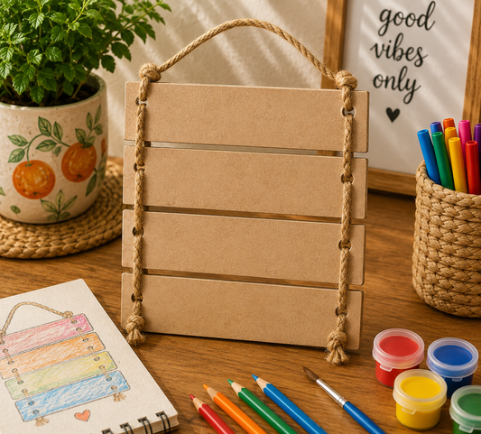 Wooden Hanging Sign Board MDF Cutout Set | Laser Cut Blank Name Plates for DIY Crafts & Home Décor