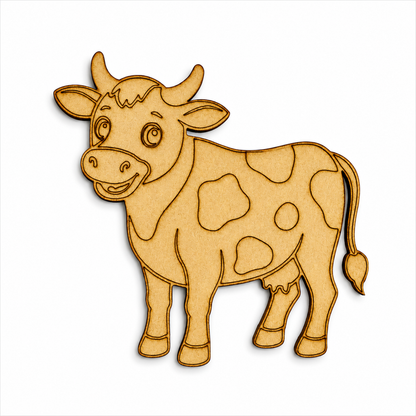 Cow MDF wooden cutout for DIY painting, resin art, farm-themed décor, and creative craft projects