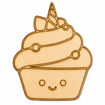 Unicorn Ice Cream MDF Cutout Blank | Wooden Cupcake Shape for DIY Crafts, Painting & Nursery Décor