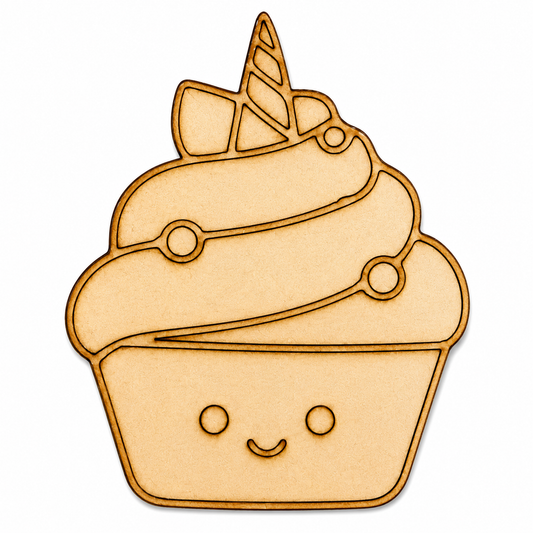 Unicorn Ice Cream MDF Cutout Blank | Wooden Cupcake Shape for DIY Crafts, Painting & Nursery Décor