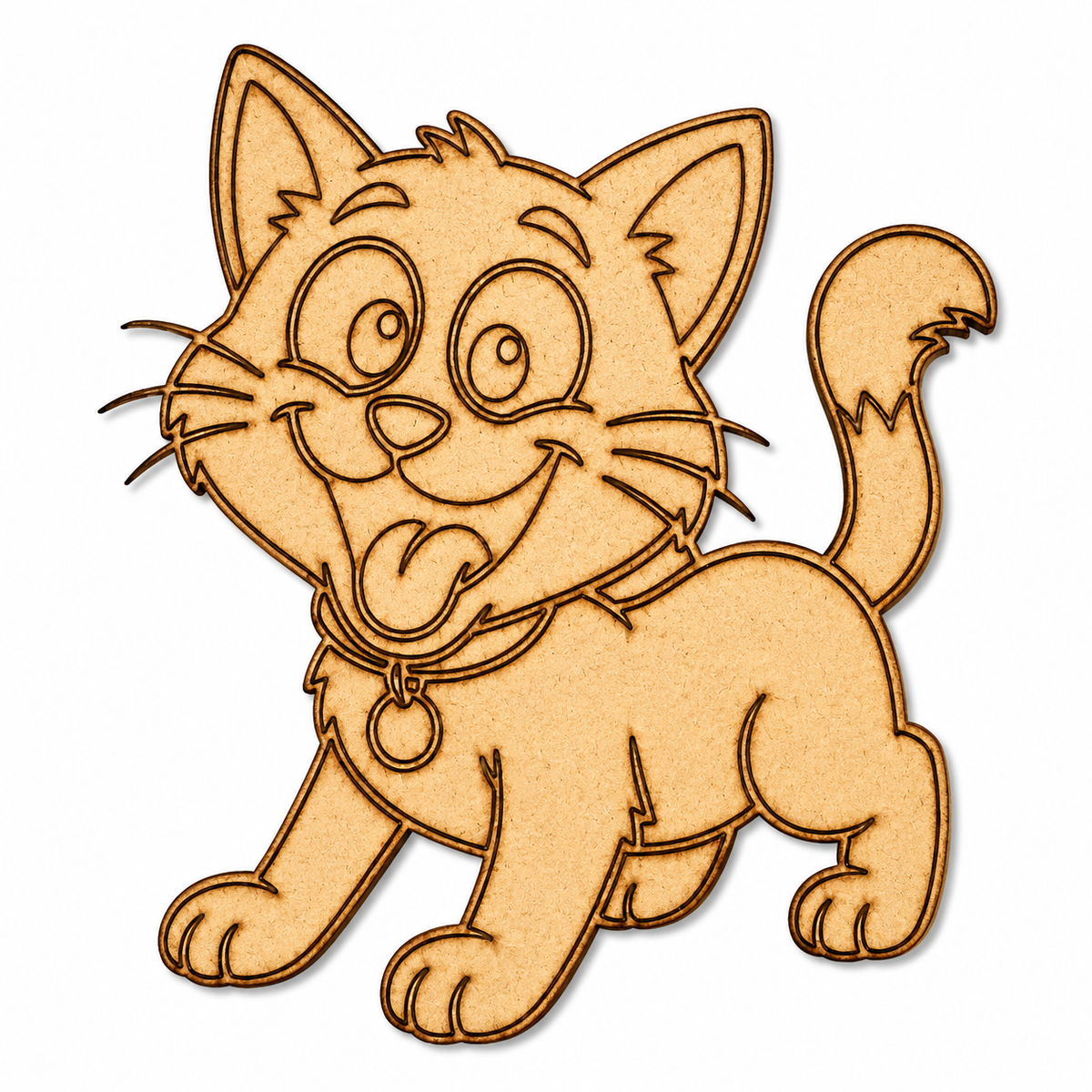 Cute cat MDF wooden cutout for painting, resin art, DIY crafts, nursery décor, pet-themed decorations, and handmade creative projects.