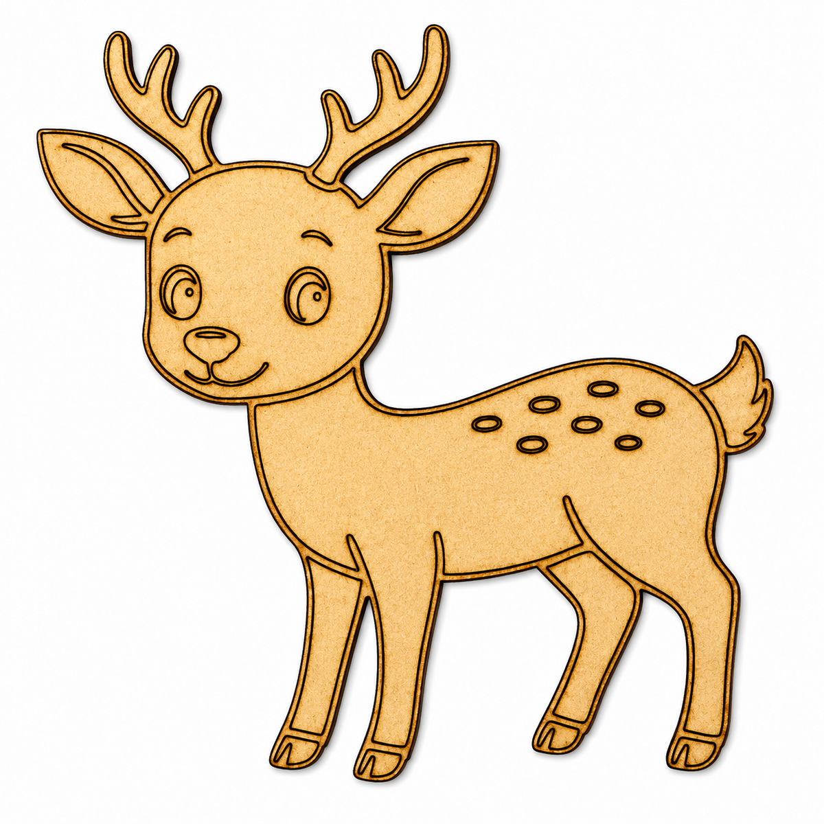 Cute deer MDF wooden cutout for painting, resin art, DIY crafts, woodland décor, nursery decoration and handmade creative projects
