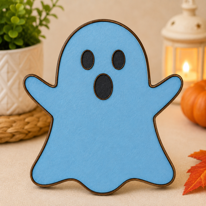 Cute ghost MDF wooden cutout for Halloween crafts, painting, resin art, magnets and DIY decoration projects