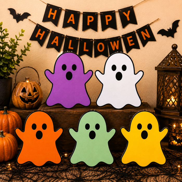 Cute ghost MDF wooden cutout for Halloween crafts, painting, resin art, magnets and DIY decoration projects