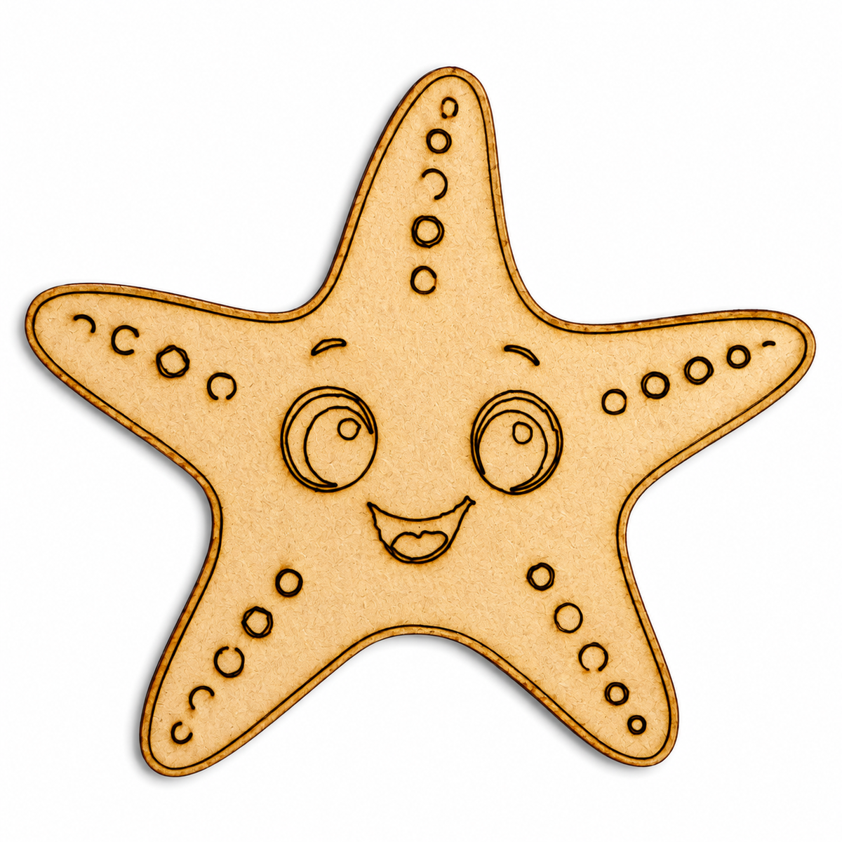 Cute laser-cut starfish MDF wooden cutout for painting, resin art, DIY crafts, nursery décor, beach-themed decorations and handmade gifts
