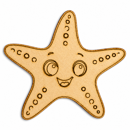 Cute laser-cut starfish MDF wooden cutout for painting, resin art, DIY crafts, nursery décor, beach-themed decorations and handmade gifts