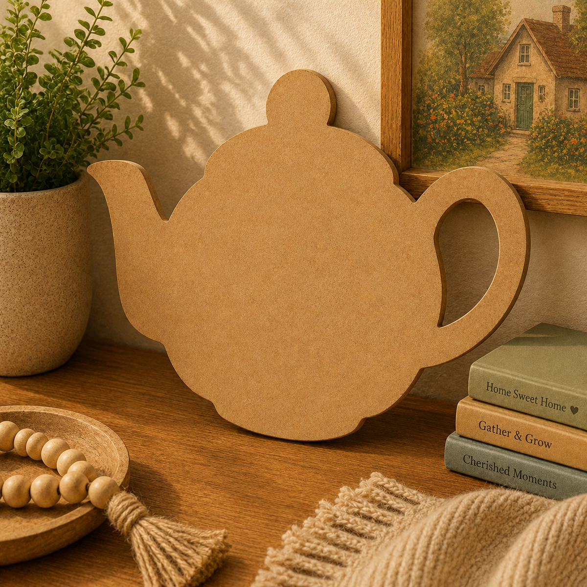 Wooden Teapot MDF Cutout | Laser Cut Tea Pot Shape for DIY Crafts & Kitchen Décor