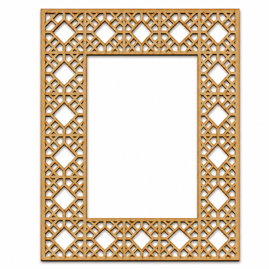 Decorative geometric MDF wooden photo frame with laser-cut lattice design for DIY painting, resin art and personalized home décor