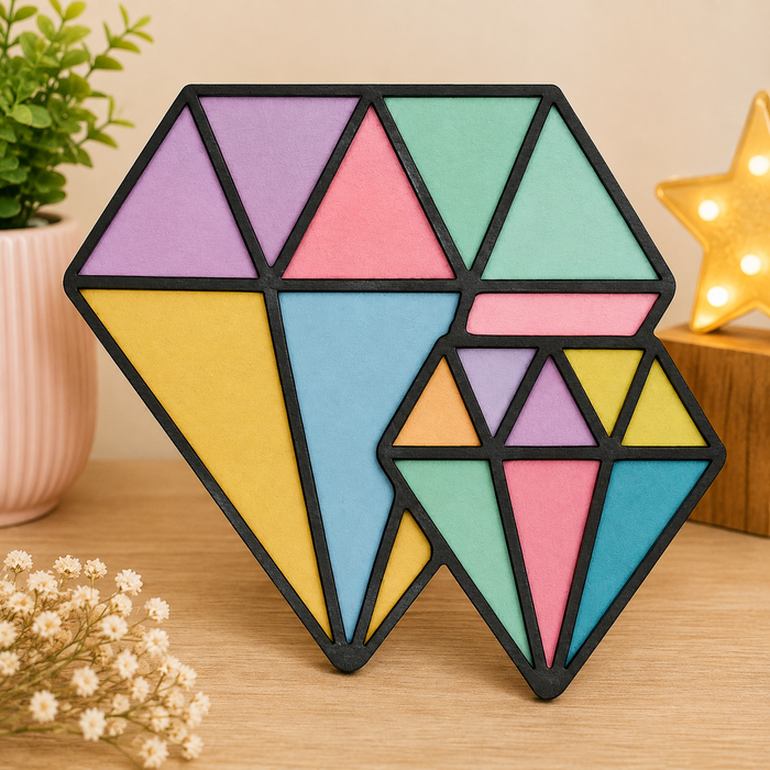 Diamond shaped MDF wooden cutout for painting, resin art, wall décor, jewellery crafts and DIY creative projects