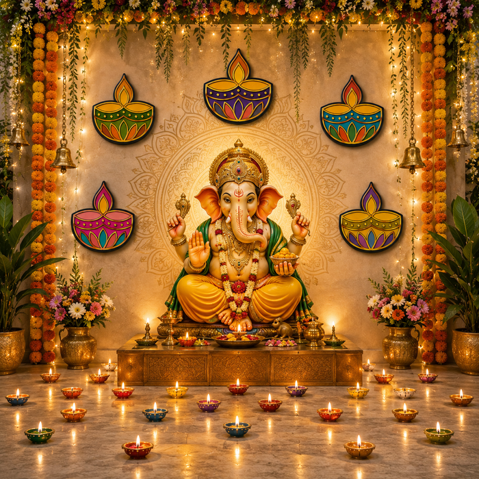 Diya MDF wooden cutout for DIY wall décor and pooja room decor