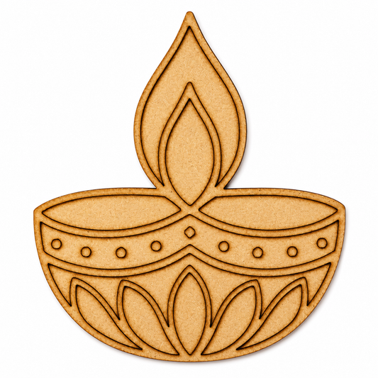 Diya MDF wooden cutout for DIY wall décor and creative craft projects.